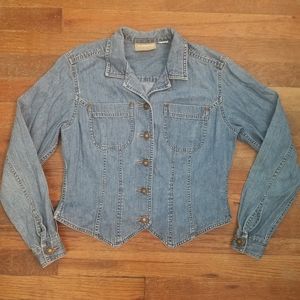 Womens Vintage 90s Denim Button Up Western Wear Liz Claiborne Petite Small
